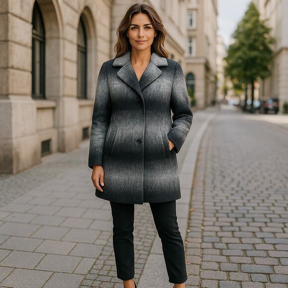 Sam Edelman Black and White Plaid Wool Blend Coat - Size Small - Picture 1 of 9